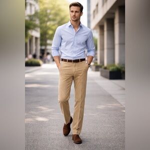 Vintage Berle’s Tailored Beige Corduroy Pants Size 34 Made in USA new with tags